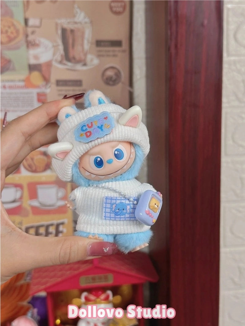 Blue Knit Rabbit Sweater Outfit