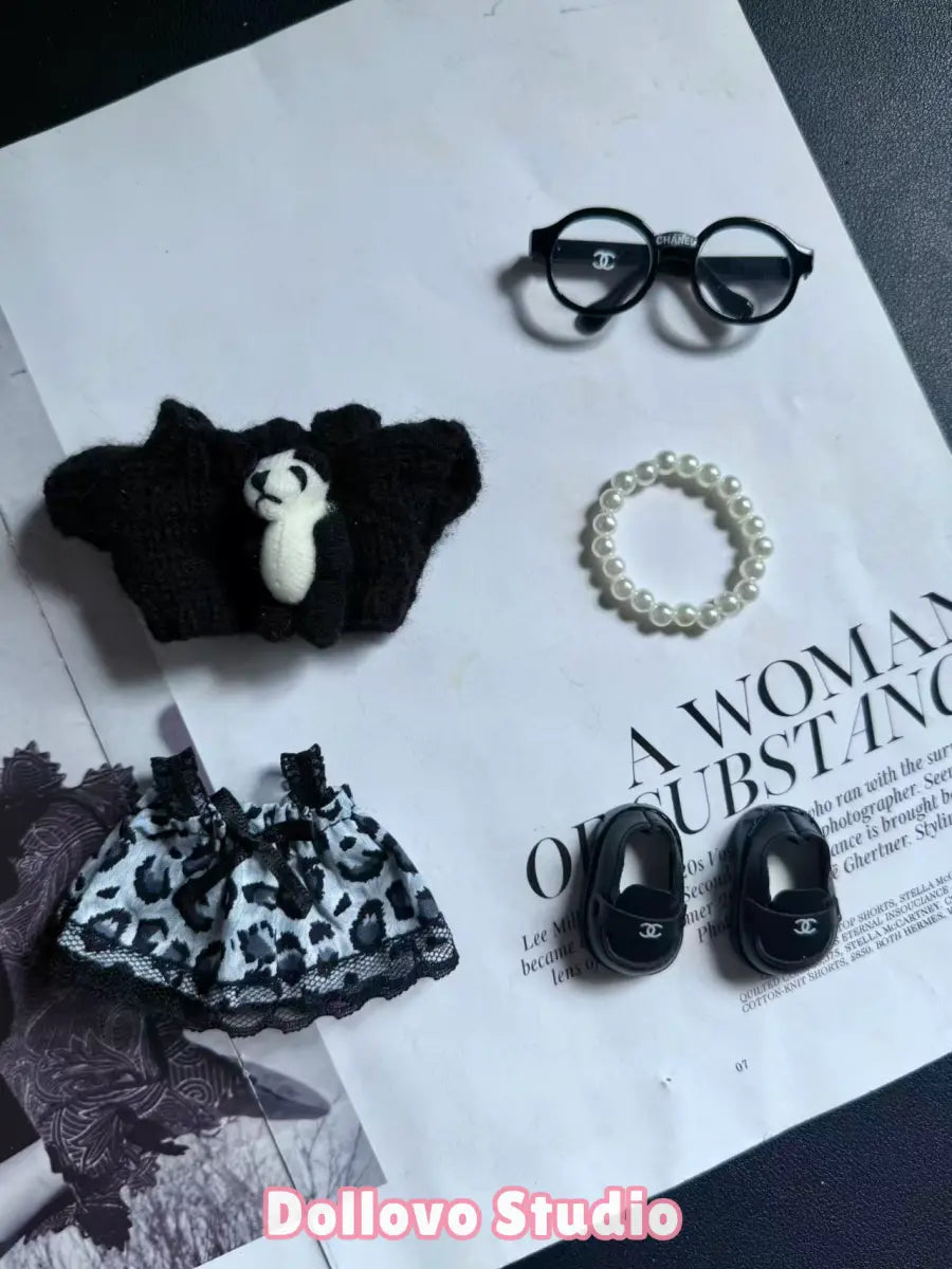 Chanel Panda Sweater & Skirt Outfit