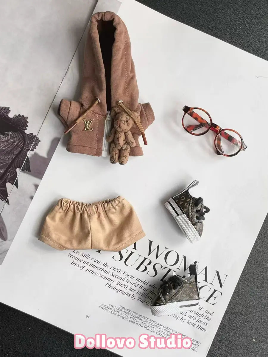 LV Teddy Bear Hoodie & Pants Outfit