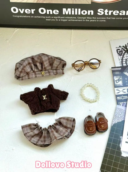 LV Beret & Plaid Skirt Outfit