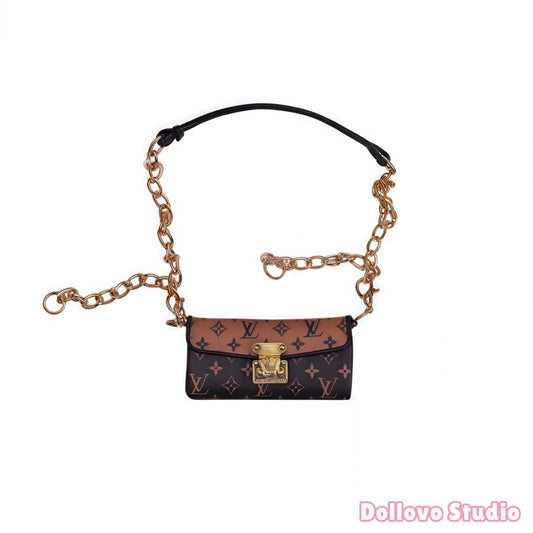 Handmade Monogram Trunk Clutch Bag for Doll