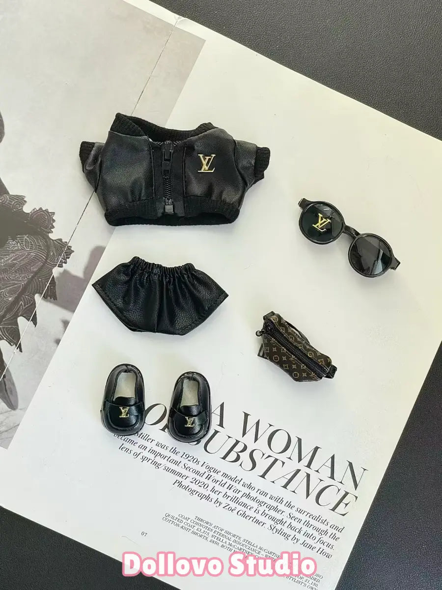 LV All-Black Leather Jacket Outfit