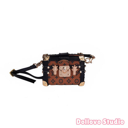 Handmade Mini Monogram Trunk Crossbody Bag for Doll