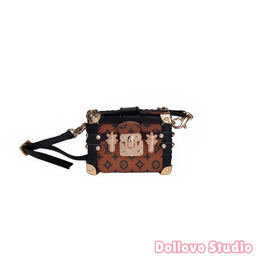 Handmade Mini Monogram Trunk Crossbody Bag for Doll