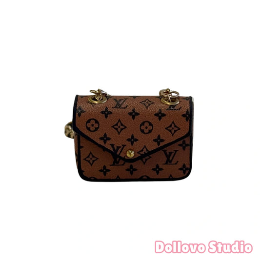 Handmade Mini Monogram Handbag for Doll - L.V. Inspired