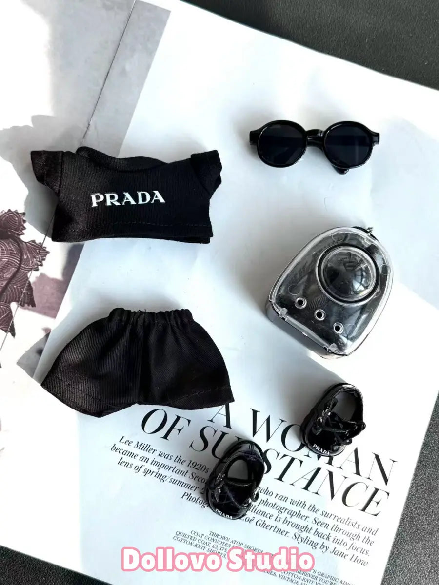 Prada All-Black Cool Chic Outfit with Cat Bag