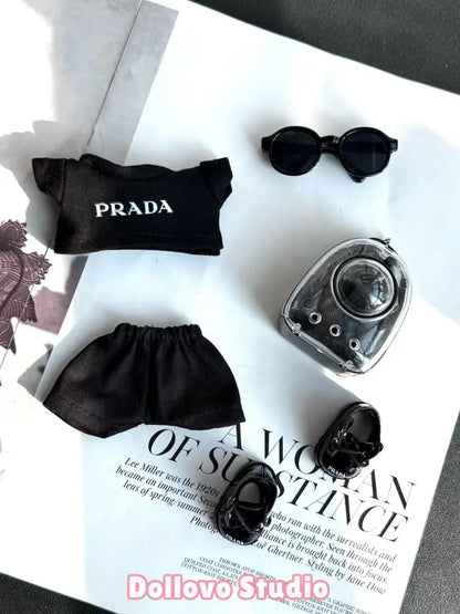 Prada All-Black Cool Chic Outfit with Cat Bag